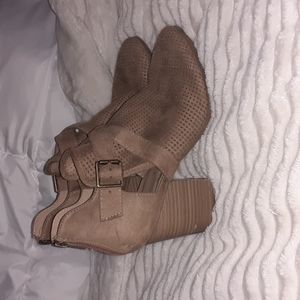 Tan suede booties